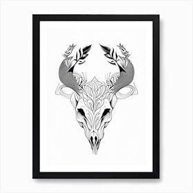 Animal Skull Line 1 Drawing Art Print