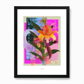 Flower 2 Neon Flower Collage Poster Art Print