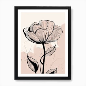 Line Art Tulips Flowers Illustration Neutral 20 Art Print