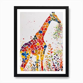 Giraffe Eating Berries Watercolour Inspired 2 Art Print