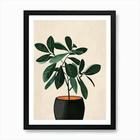 Money Tree Plant Minimalist Illustration 4 Art Print