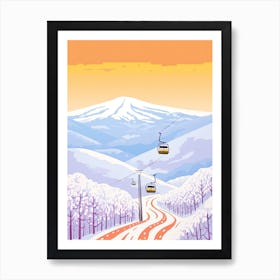 Niseko   Hokkaido, Japan, Ski Resort Pastel Colours Illustration 0 Art Print