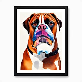 Boxer 4 Watercolour Dog Art Print