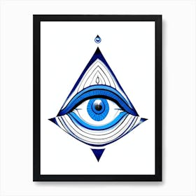 The Ajna Chakra, Symbol, Third Eye Blue & White 4 Art Print