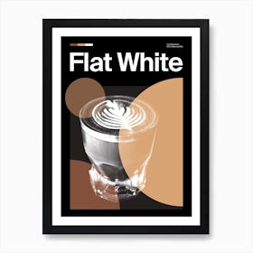 Mid Century Dark Flat White Coffee Art Print