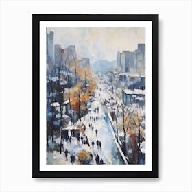 Winter City Park Painting High Line Park New York City 4 Art Print