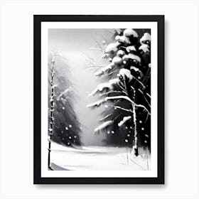 Winter Scenery,Snowflakes Black & White 1 Art Print