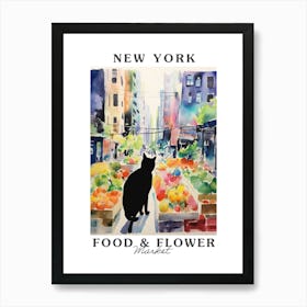 Food Market With Cats In New York 3 Poster Art Print