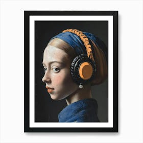 Girl With Headphones Poster