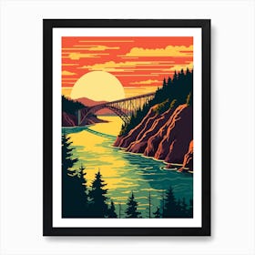 Deception Pass State Park Retro Pop Art 14 Art Print