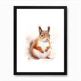 Baby Squirrel Watercolour Nursery 1 Art Print
