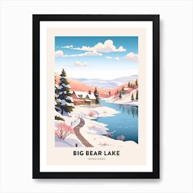 Vintage Winter Travel Poster Big Bear Lake California 3 Art Print