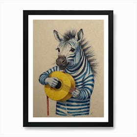 Zebra Playing Guitar Art Print