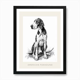 American Foxhound Dog Line Sketch Poster Art Print