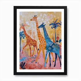 Geometric Abstract Giraffe Herd 5 Art Print