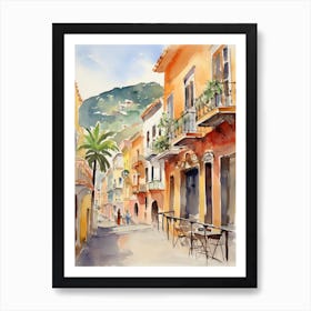 Salerno, Italy Watercolour Streets 1 Art Print