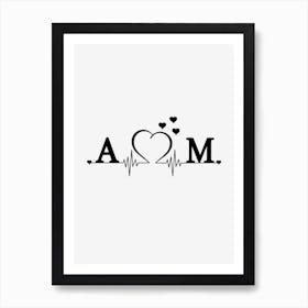 Personalized Couple Name Initial A And M Art Print