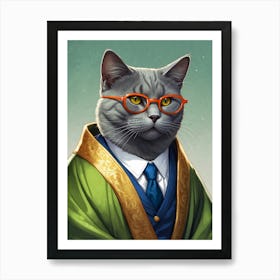 Cat In Glasses 1 Art Print