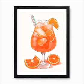 Aperol With Ice And Orange Watercolor Vertical Composition 52 Art Print