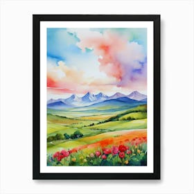 Landscape With Poppies Art Print