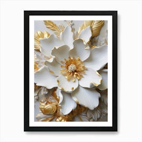 Gold And White Flower Art Print