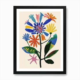 Painted Florals Bee Balm 4 Art Print