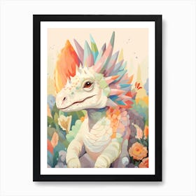 Colourful Dinosaur Chasmosaurus 2 Art Print