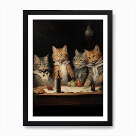 The Bachelors Party, Louis Wain Cats 2 Art Print