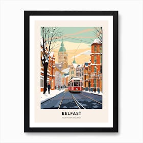 Vintage Winter Travel Poster Belfast Northern Ireland 2 Art Print