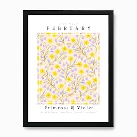 February Birth flower Violet & Primrose Art Print