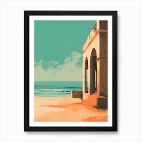 Abstract Illustration Of Hikkaduwa Beach Sri Lanka Orange Hues 1 Art Print