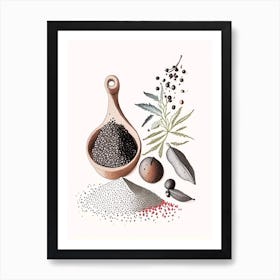 Black Pepper Spices And Herbs Pencil Illustration 3 Art Print