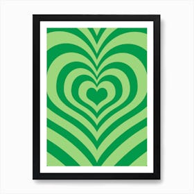 Green Retro Heart  Art Print