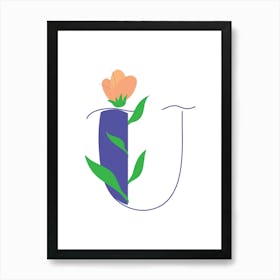 Living Room Floral Letters Purple 21 Art Print