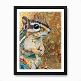 Chipmunk Gold Effect Collage 3 Art Print