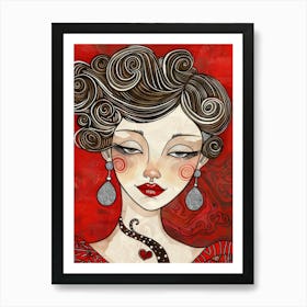 Girl With Curls Art Print