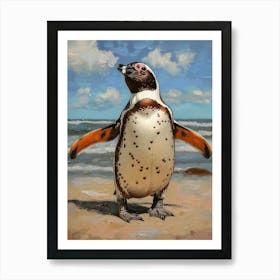 African Penguin Saunders Island Oil Painting 4 Art Print