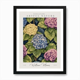 William Morris Hydrangea Yellow Blue Pink Flower Exhibition Art Print