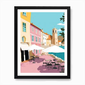 Collioure, France, Flat Pastels Tones Illustration 1 Art Print