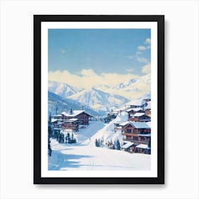 Nozawa Onsen, Japan Vintage Skiing Poster Art Print