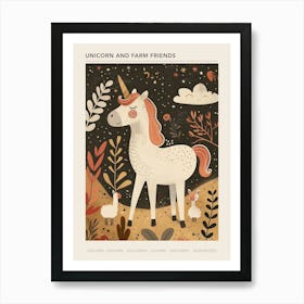 Unicorn & Farm Friends Muted Pastel 1 Poster Art Print