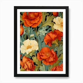 Poppy Flower Pattern Art Print