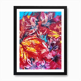 Colourful Tropical Flower Painting 2 Affiche