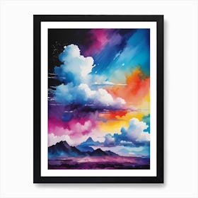 Abstract Glitch Clouds Sky (25) Art Print