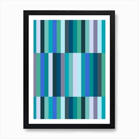 Abstract Aqua Blue And Green Geometric Stripes Art Print