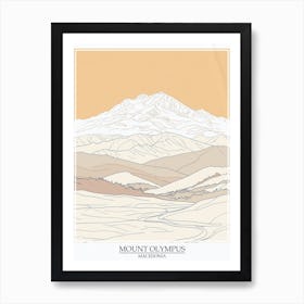 Mount Olympus Macedonia Color Line Drawing 1 Poster Art Print