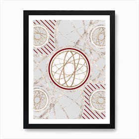 Geometric Abstract Glyph in Festive Gold Silver and Red n.0011 Art Print