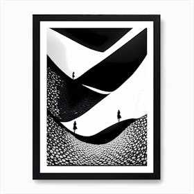 Abstract Landscape, 3 of us, black and white monochromatic art Art Print