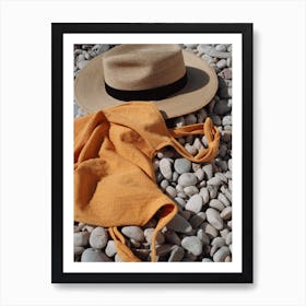 Beach vibes, swimsuits and hat Art Print