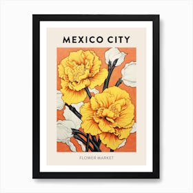 Mexico City Mexico Botanical Flower Market Poster Art Print